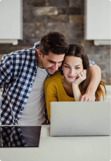 Potential homebuyers viewing event times on a laptop.