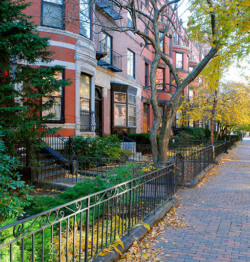 Brownstone building in Boston, MA.