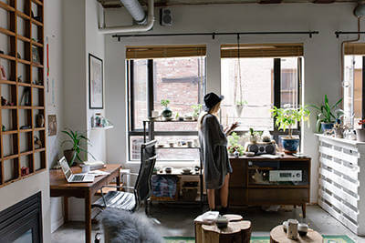 Women standing in a room