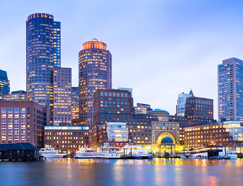 Downtown Boston harbor.