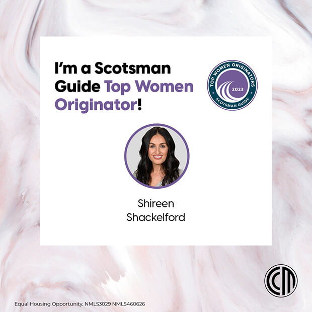 2023 Scotsman Guide Top Women Originator logo and winner, Shireen Shackelford's headshot