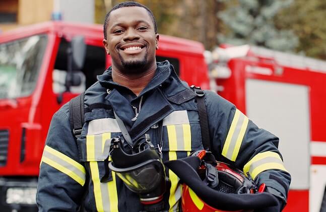 A firefighter taking a break.