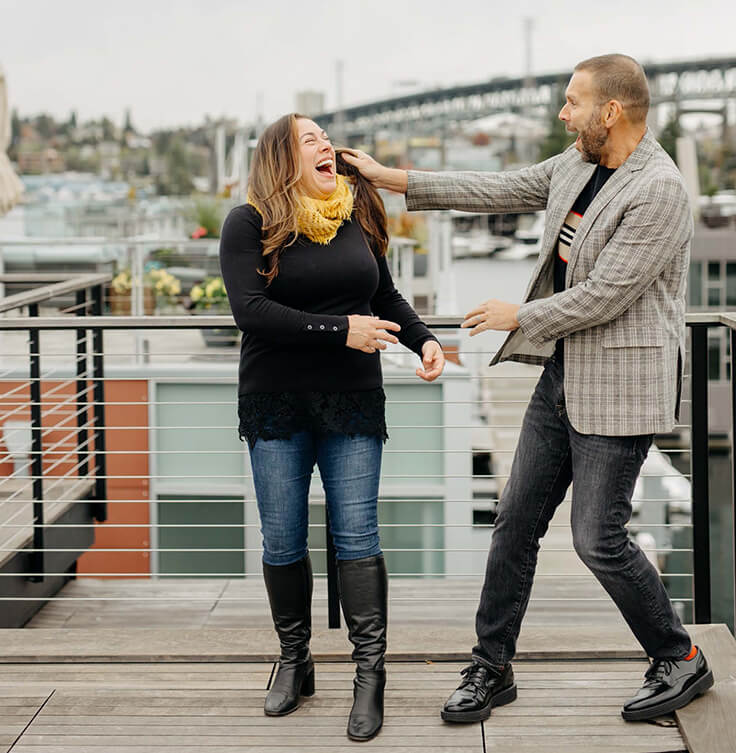 Mark Evert and Joni La Clair joking around